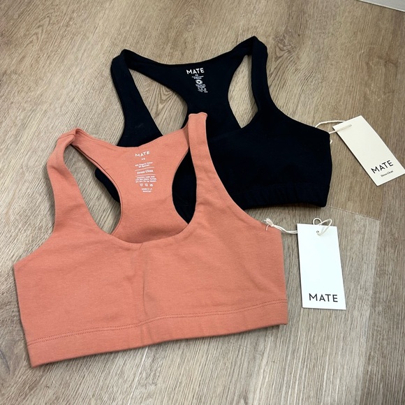 NWT MATE The Label Bundle of Two Organic Cotton Stretch Sports Bra Rose XS - Picture 7 of 10